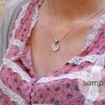 silver heart necklace heart..
