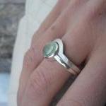 Prehnite ring with fitted b..