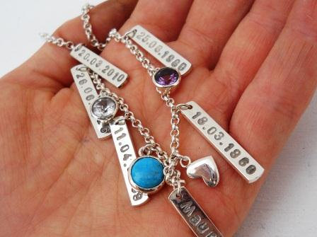 Mothers day gift silver charm bracelet personalized customized