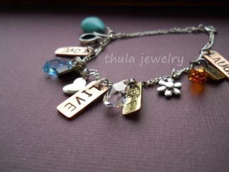 Mothers day gift Charm bracelet Copper brass and silver personalized customized charm bracelet