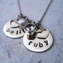 charm necklace charm pendany personalized necklace personalized jewelry handstamped necklace