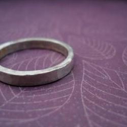 mens ring hammered silver band Unisex - Sale