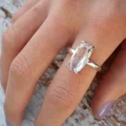 White topaz ring Cushion cut