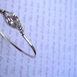 bracelet marquise stone bracelet bridal delicate bracelet bangle silver bangle wedding