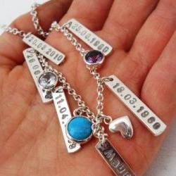 Mothers day gift silver charm bracelet personalized customized
